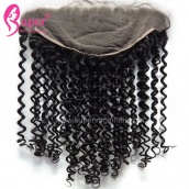 13x6 Lace Frontal Closure With Baby Hair Curly Virgin Human Hair Ear to Ear Frontals Bleached Knots