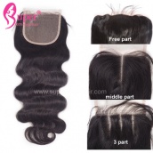 Top Lace Closure 4x4 Body Wave Virgin Human Hair With Baby Hair Bleached Knots
