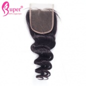 Top Lace Closure 4x4 Loose Wave Virgin Human Hair Bleached Knots With Baby Hair