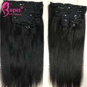 Cheap Brazilian Virgin Remy Clip In Straight Human Hair Extensions 7pcs/set 120g For Sale