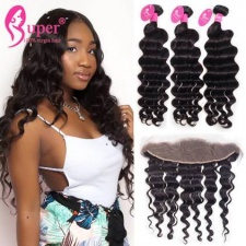 Lace Frontal With 3 or 4 Bundles Brazilian Natural Wave Virgin Remy Human Hair Extensions