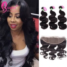 13x4 Lace Frontal Closure With 2 or 3 Bundles Premium Peruvian Body Wave Virgin Remy Human Hair Extensions Cheveux Humain