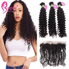 13x4 Lace Frontal Closure With 2 or 3 Bundles Premium Peruvian Curly Virgin Remy Human Hair Extensions Best Match Cabelo Humano Cacheado