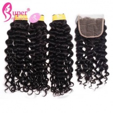 Best Match Jerry Curly Weave Weft 3 or 4 Bundles With Top Lace Closure 4x4 Malaysian Virgin Remy Human Hair Extension