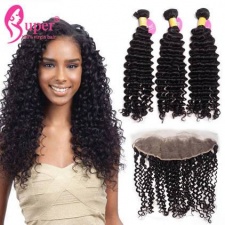 Best Match 13x4 Ear To Ear Lace Frontal Closure With 2 or 3 Bundles Premium Malaysian Curly Virgin Remy Human Hair Extensions