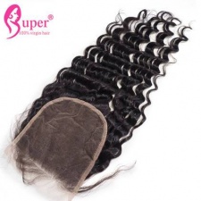 Brazilian Peruvian Malaysian Best Virgin Human Hair Deep Wave Top Lace Closure 5x5 Bleached Knots