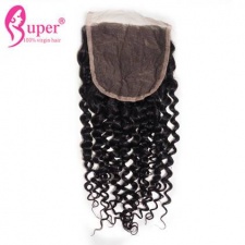 Curly Virgin Human Hair Weave Top Lace Closure 5x5 Bleached Knots Free Part Middle Part Three Part