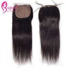 Best Virgin Remy Human Hair Straight Silk Base Closure 4x4 With Bleached Knots Three Part Middle Part Free Part