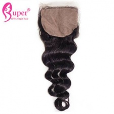 Tissage Cheveux Humain Loose Wave Silk Base Closure 4x4 Indian Peruvian Malaysian Human Hair Closures Bleached Knots
