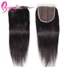 Unprocessed Virgin Straight Human Hair Top Lace Closure 5x5 With Baby Hair 3 part Middle Part Free Part