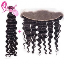 13x4 Lace Frontal And Bundle Deal Cheap Inidan Remy Human Hair Weave Natural Wave For Sale