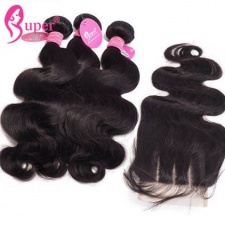 Body Wave 3 or 4 Bundles With Top Lace Closure 4x4 Cheap Remy Human Hair Extensions For Sale Natural Black Color