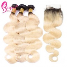 The Best Black Hair With Blonde Ombre Body Wave Hair Bundles with Closure