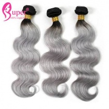 1b Grey Body Wave Ombre Brazilian Human Hair Extension Straight Cheap Remy Hair Weave