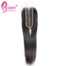 Deep Middle Part Top Lace Closure 2x6 Brazilian Straight Remy Human Hair With Baby Hair