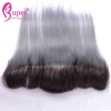 1b Grey Ombre Color Lace Frontal Closure 13x4 100 Straight Virgin Human Hair