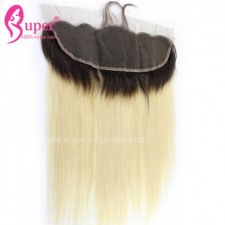 Diy Omber Hair Blonde 613 With Dark Roots Human Hair Straight Lace Frontal 13x4
