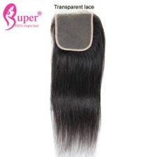Transparent Lace Closure 4x4 Straight Virgin Human Hair Pre Plucked Knots