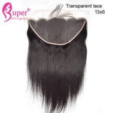 Straight Transparent Lace Frontal 13x6 100% Virgin Human Hair Natural Black Color