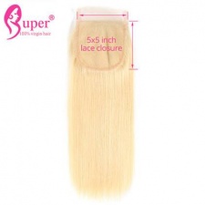 5x5 Swiss Lace Closure 613 Blonde Straight Human Hair With Baby Hair Free Part