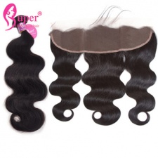 Bundle Deals With Lace Frontal Closure 13x4 Indian Virgin Remy Human Hair Body Wave Black Color