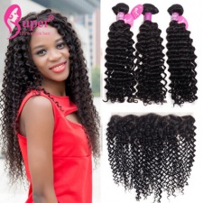 Curly Human Hair Weave Bundles With Lace Frontals 13x4 Ear to Ear Best Indian Hair 