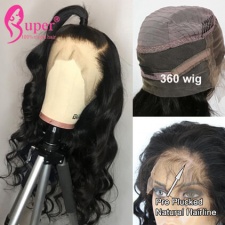 360 Lace Frontal Wig Brazilian Body Wave Virgin Human Hair Wigs With Baby Hair Bleached Knot