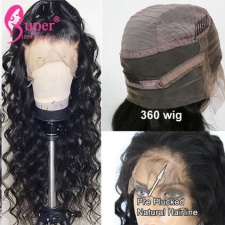 130% Density Swiss Lace 360 Wigs Pre Plucked Super Virgin Human Hair Loose Wave 