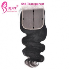 Cheap Transparent Lace Closure 6x6 Body Wave Hair Invisible Knot