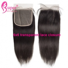 Affordable 6x6 Transparent Lace Closure Hair Extensions Straight