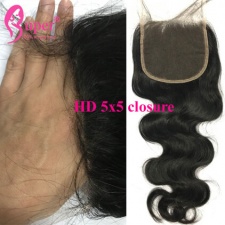 Cheap HD Invisible Lace Closure 5x5 Body Wave Human Hair For Sale