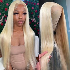 Blonde Lace Front Wig For Women 130% Density Straight Human Hair 